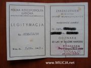 Legitymacja Odznaka 20 lat w Służbie Narodu